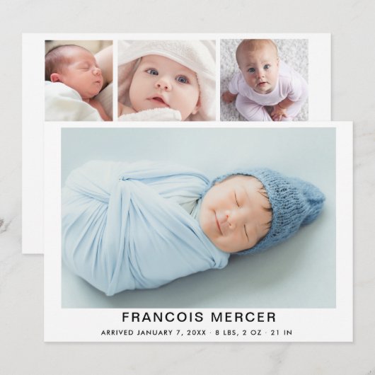 男の赤ちゃんフォトコラージュ誕生 案内状 (正面/裏面)