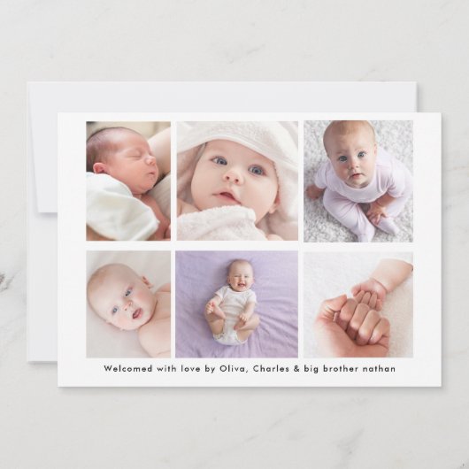 男の赤ちゃんフォトコラージュ誕生 案内状 (裏面)