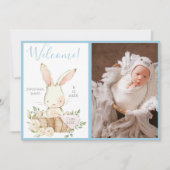 男の赤ちゃんフォトスクリプトの誕生発表 案内状 (正面)