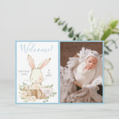 男の赤ちゃんフォトスクリプトの誕生発表 案内状 (スタンド正面)