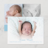 男の赤ちゃんフォトスクリプト名モダンエレガント誕生 案内ポストカード (正面/裏面)