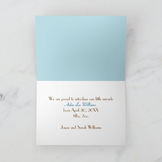 男の赤ちゃんフォトフレームの告知 招待状 (内部)