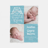 男の赤ちゃんフォトブルーカスタム宗教クリスマス フリースブランケット (正面)