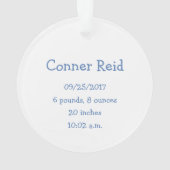 男の赤ちゃんフォトブルーバビーズ初めてのクリスマス オーナメント (裏面)