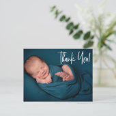 男の赤ちゃんフォトベビーシャワー感謝していユーハンドレット ポストカード (スタンド正面)