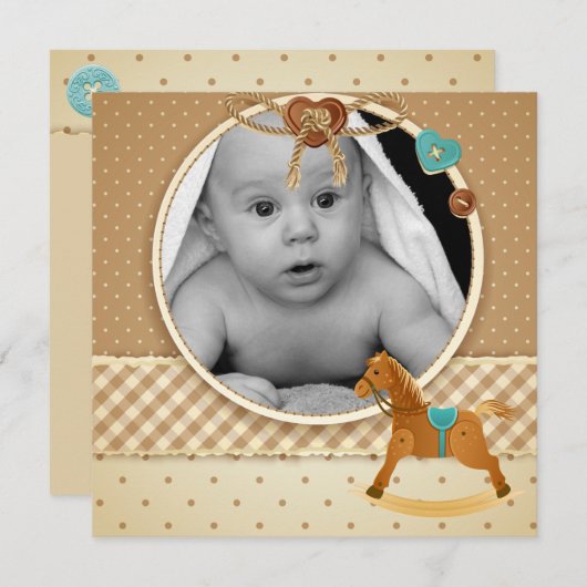 男の赤ちゃんフォトベビーシャワー招待状 招待状 (正面/裏面)