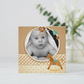 男の赤ちゃんフォトベビーシャワー招待状 招待状 (スタンド正面)