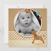 男の赤ちゃんフォトベビーシャワー招待状 招待状 (正面)
