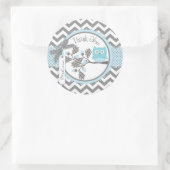 男の赤ちゃんフクロウシェブロンプリントサンキューラベル ラウンドシール (バッグ)