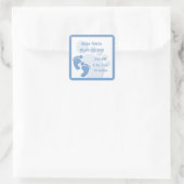 男の赤ちゃんフットプリントリトル足誕生の発表 スクエアシール (バッグ)