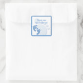 男の赤ちゃんフットプリント小さな足パーティー好意ステッカー スクエアシール (バッグ)