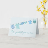 男の赤ちゃんフランスの祝い カード (黄色い花)