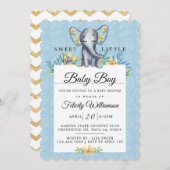 男の赤ちゃんフローラゾウ赤ちゃんシャワー招待状 招待状 (正面/裏面)