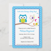 男の赤ちゃんフーフクロウウッドランドワイルドライフ 招待状 (正面)