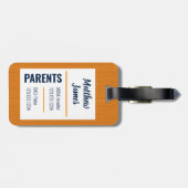 男の赤ちゃんブルロネイビーアンドオレンジバッグラベル ラゲッジタグ (裏面横)