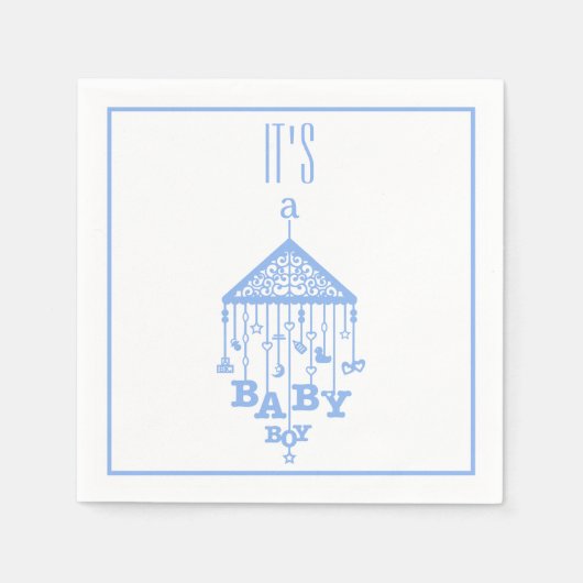 男の赤ちゃんブルーかわいらし男の赤ちゃん発表 スタンダードカクテルナプキン (正面)