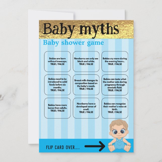 男の赤ちゃんブルーと金ゴールドバビシャワーゲーム (正面)