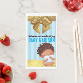 男の赤ちゃんブルーと金ゴールドバビシャワー招待状 (インサイチュ)