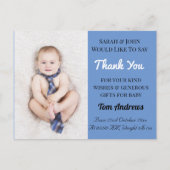 男の赤ちゃんブルーのお知らせありがとうございますはがき ポストカード (正面)