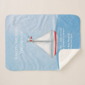 男の赤ちゃんブルーウォーターカラーセーリングボート航海の海 シェルパブランケット (正面(横))