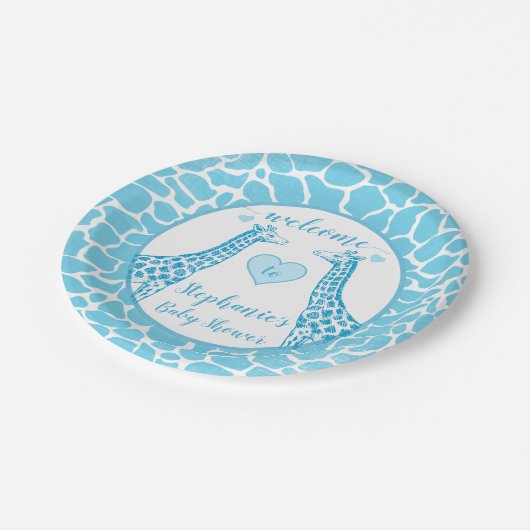男の赤ちゃんブルーキリン赤ちゃんシャワー ペーパープレート (アングル)