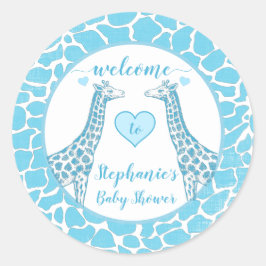 男の赤ちゃんブルーキリン赤ちゃんシャワー ラウンドシール