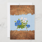 男の赤ちゃんブルーギンガムウッドフラワーズベビーQバーベキュー 招待状 (裏面)