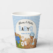 男の赤ちゃんブルーギンガムウッドフローラベビーQ BBQ紙 紙コップ (正面)