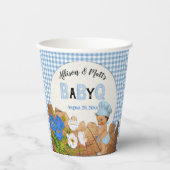 男の赤ちゃんブルーギンガムウッドフローラベビーQ BBQ紙 紙コップ (正面)