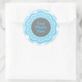 男の赤ちゃんブルーギンガム写真 ラウンドシール (バッグ)