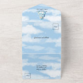 男の赤ちゃんブルークラウドバルーンシャワー招待状 オールインワン招待状 (外側)