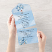 男の赤ちゃんブルークラウドバルーンシャワー招待状 オールインワン招待状 (貼ってはがせる)