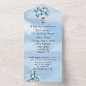 男の赤ちゃんブルークラウドバルーンシャワー招待状 オールインワン招待状 (内側)