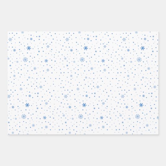 男の赤ちゃんブルークリスマス雪だるまと雪片 ラッピングペーパーシート (正面2)