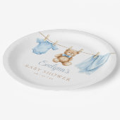 男の赤ちゃんブルークロザラインベビーシャワー ペーパープレート (アングル)