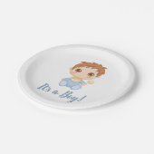 男の赤ちゃんブルージャンプスーツ ペーパープレート (アングル)