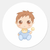 男の赤ちゃんブルージャンプスーツ ラウンドシール (正面)