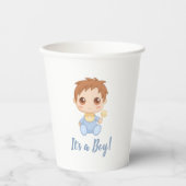 男の赤ちゃんブルージャンプスーツ 紙コップ (正面)