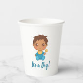 男の赤ちゃんブルージャンプスーツ 紙コップ (正面)