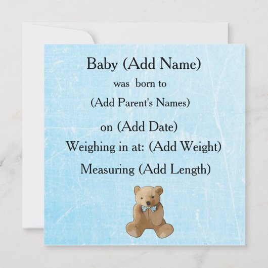 男の赤ちゃんブルーストライプのの誕生発表 案内状 (裏面)