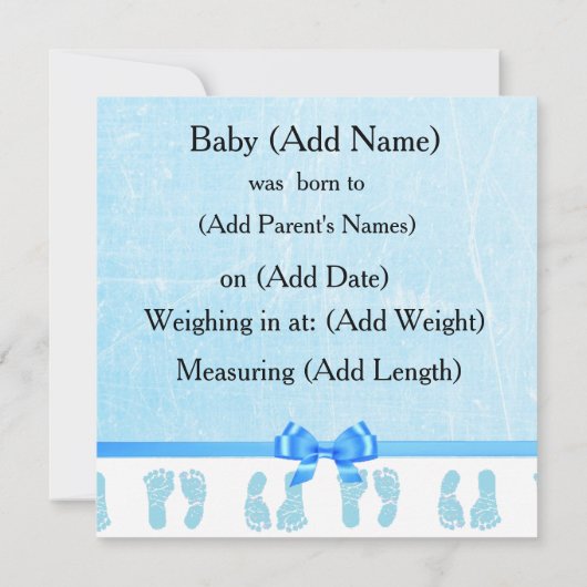 男の赤ちゃんブルーストライプの誕生日発表 案内状 (裏面)