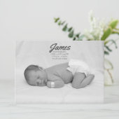 男の赤ちゃんブルーストライプの誕生発表 招待状 (スタンド正面)