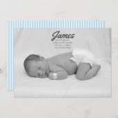 男の赤ちゃんブルーストライプの誕生発表 招待状 (正面/裏面)