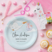 男の赤ちゃんブルーストークボホベイビーシャワー招待状 ペーパープレート (パーティー)