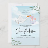 男の赤ちゃんブルーストークボホベイビーシャワー招待状 招待状 (正面)