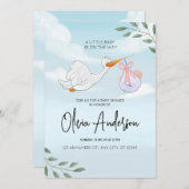 男の赤ちゃんブルーストークボホベイビーシャワー招待状 招待状 (正面/裏面)