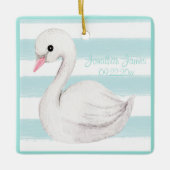 男の赤ちゃんブルータイポグラフィ名日付保存画像 セラミックオーナメント (正面)