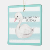 男の赤ちゃんブルータイポグラフィ名日付形酒セラミ セラミックオーナメント (左)