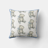 男の赤ちゃんブルーテディベアウォーター子供部屋 クッション (裏面)