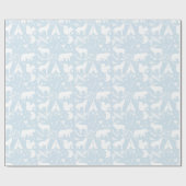 男の赤ちゃんブルーテント弓矢の動物トラックパターン ラッピングペーパー (フラット)